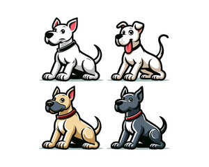 Set of Dog Cartoon Logo Icon Vector Illustration.