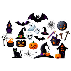 Halloween-themed element set on white background, perfect for spooky visuals