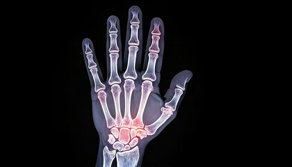 Naklejka premium Human Hand X Ray with Wrist Pain Illustration