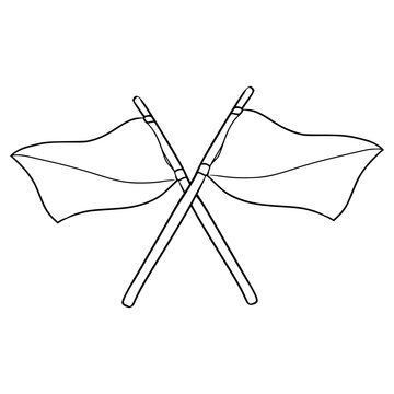 crossed white flags waving outline clip art preview