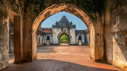 Obraz premium The grand entrance to the King Narai's Palace in Lopburi, with its historic archways and