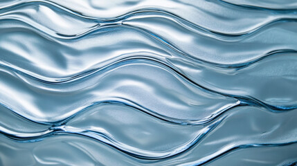 Obraz premium Gentle flowing waves of water create a tranquil effect against a light blue background in a serene setting