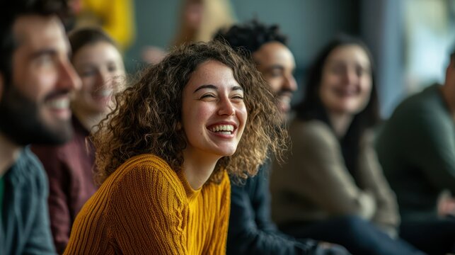 A lively workshop with clients actively participating in discussions and activities, showcasing engagement and interaction