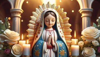 Our Lady of Guadalupe, catholic invocation of our lady of Guadalupe, empress of America