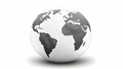 Dotted Globe Earth, world, map, continents, black, white