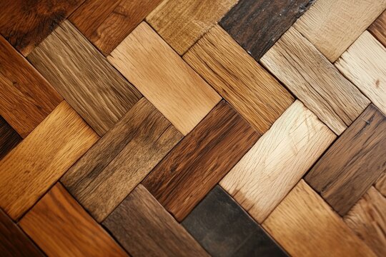 Hardwood floor samples in herringbone pattern