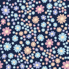Floral vector seamless pattern. Abstract small flowers in vintage style.