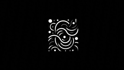 Obraz premium Monochrome abstract design with swirling patterns and circles on a black background