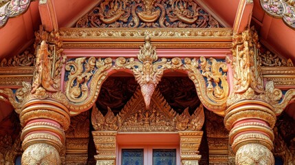 Fototapeta premium The ornate details of Wat Chalong, Phuket most important and revered Buddhist temple.