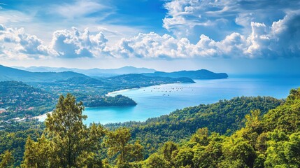 Obraz premium The stunning view from the Karon Viewpoint in Phuket, offering a panoramic perspective