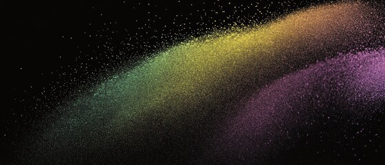 Ultrawide Abstract Black Background With Green And Purple Dust Texture Isolated 