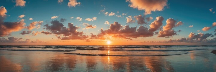 Fototapeta premium Beautiful expanse of the sky meeting the sea with cloudy sky