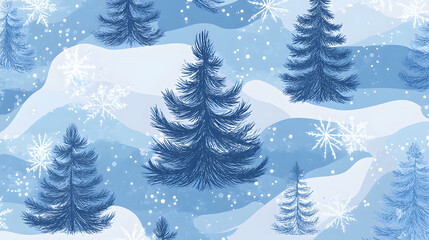 Fototapeta premium Winter Wonderland: A Festive Forest of Snow-Dusted Christmas Trees