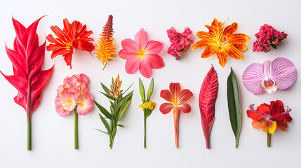 Obraz premium A row of flowers with different colors and shapes