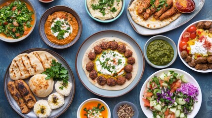 Colorful Eastern Food Festival Display with Creative Plating