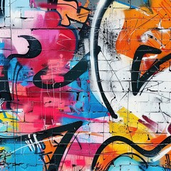 A unique graffiti inspired wall texture with bold colors on a white background