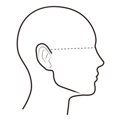 Side Profile Head Outline with Eye Level Guide Vector

