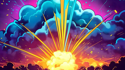 Obraz premium Colorful Cartoon Explosion Art with Bold Background