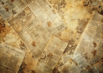Vintage Newspaper Grunge Background with Aged Texture in Drone Photography, Perfect for Retro Designs, Collages, and Artistic Projects
