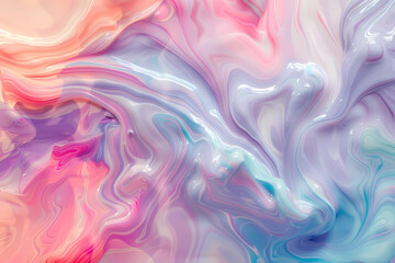 Fototapeta premium An abstract swirl of pastel colors, featuring pink, lavender, and soft blue tones that create a dreamy and fluid texture.
