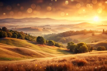 Serene Soft Hills with Warm Beige Gradient - Bokeh Effect for Tranquil Landscape Photography