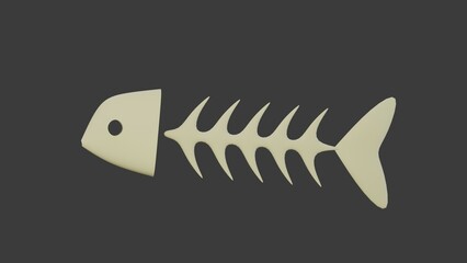 3D Illustration of a Fish Bone