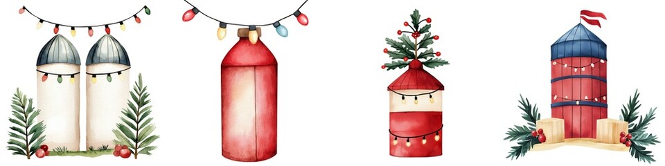 Obraz premium Festive decorations, white isolate background.