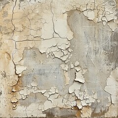 Obraz premium An artistic cracked paint texture on an aged wall with a muted beige background
