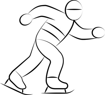 black and white skater in action clip art preview