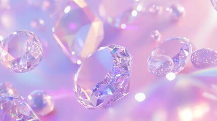 Fototapeta premium Futuristic Y2K Holographic Shapes Collage - Ultra-Detailed 3D Render Illustration