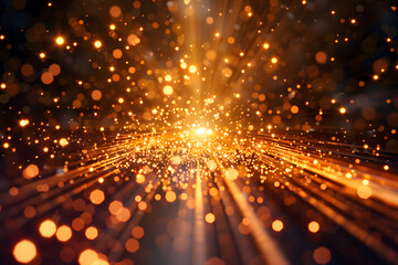 Naklejka premium A mesmerizing explosion of golden sparks radiating outward, creating a dynamic and enchanting visual experience.