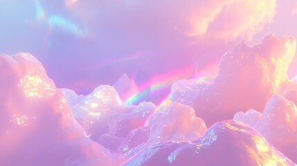 Futuristic Y2K Holographic Clouds and Soft Shapes Background | Dreamy 3D Render Illustration
