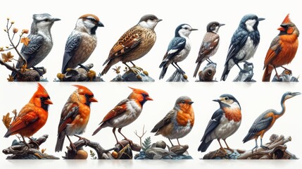 Fototapeta premium Depict a collection of wildlife symbols, including animals, birds, and
