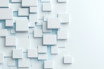 Obraz premium A minimalist design with white rectangles layered creatively against a light backdrop, symbolizing simplicity and order in an abstract artistic arrangement.
