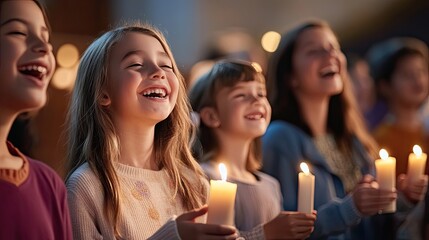 Obraz premium Joyful Gathering in a Rural Church Community