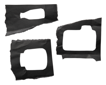 Torn black paper with abstract shape engrave