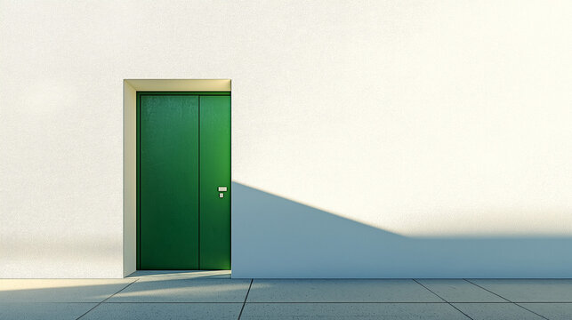green door of white house , entrance to the house - Powered by Adobe