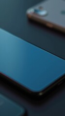 Sleek smartphones on a dark surface, showcasing modern design and technology