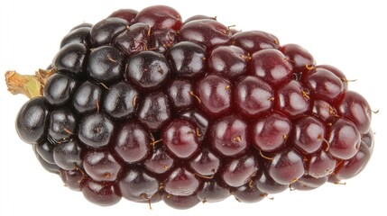 A close-up of a ripe blackberry showcasing its deep purple hue and textured surface.
