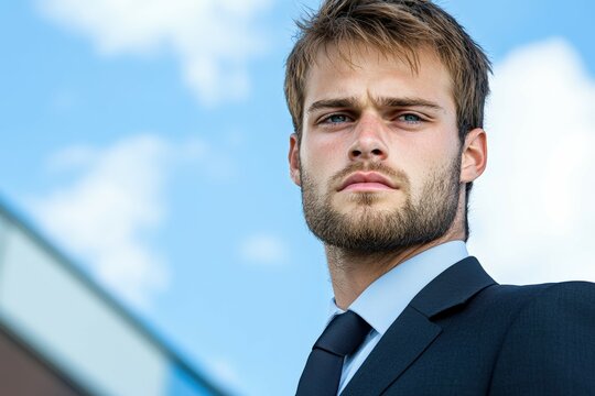 Concept of business professionals working together in a high-tech urban environment. Beautiful simple AI generated image