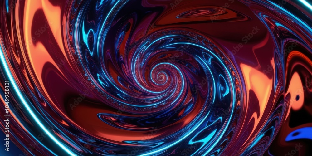 Wall mural abstract swirling vortex, vibrant colors, fluid dynamics, red and blue energy streams, cosmic spiral