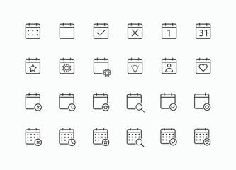 Set of calendar icons. calendar planner web icon collection line style. 
