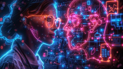 Devise a neon set of medical consultation symbols, including illuminated