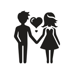 Couple vector illustration. Romantic Couple Silhouette Vector