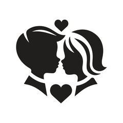Couple vector illustration. Romantic Couple Silhouette Vector