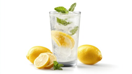 Fototapeta premium Lemonade Drink with Mint and Lemon Slices