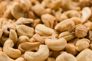 roasted cashew background close up
