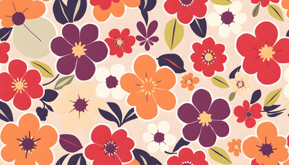 Abstract Retro floral seamless pattern isolated with white highlights, png