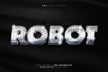 Super Glossy Silver  Robot 3D Text Effect