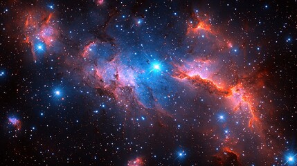 A vibrant cosmic scene showcasing stars and nebulae in deep space.